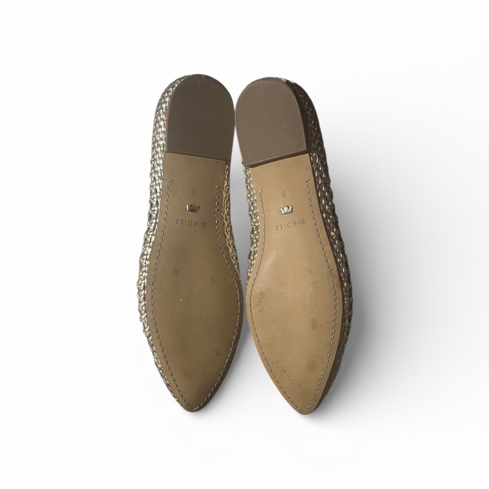 Birdies Metallic Gold Woven Pointed Toe Flats - Picture 3 of 5